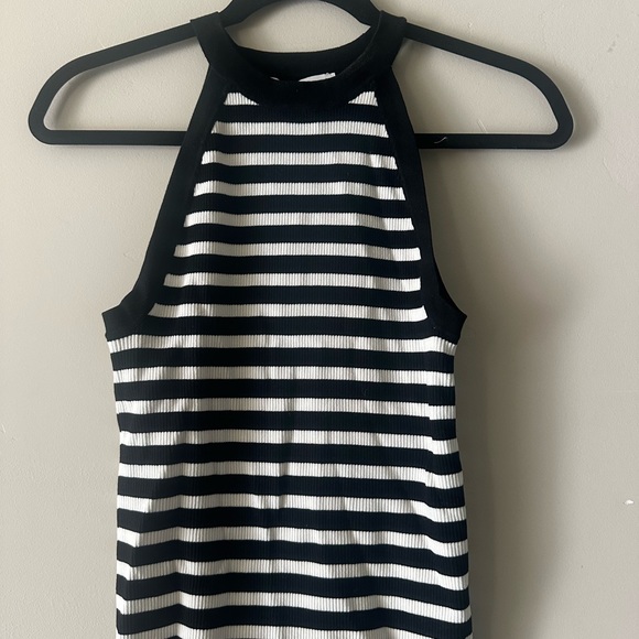 Black and White Striped Halter Top - Picture 1 of 4